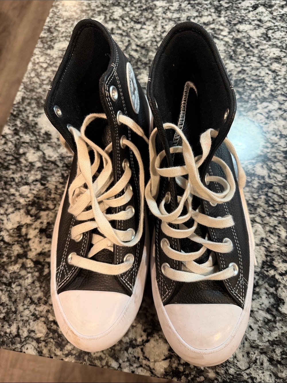 Converse Kids Black High-Top Sneakers with White Toe Cap and Laces